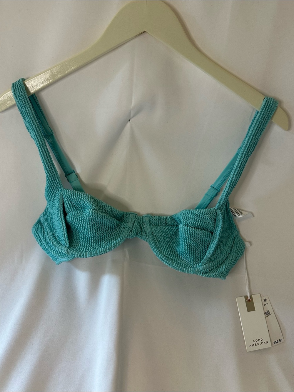 Good American Turquoise Textured Underwire One-Piece Swim Top